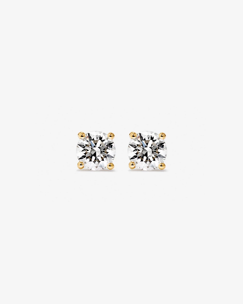 Carat TW Laboratory-Grown Diamond Solitaire Stud Earrings in 14kt Gold