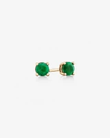 Stud Earrings with Emerald in 10kt Yellow Gold