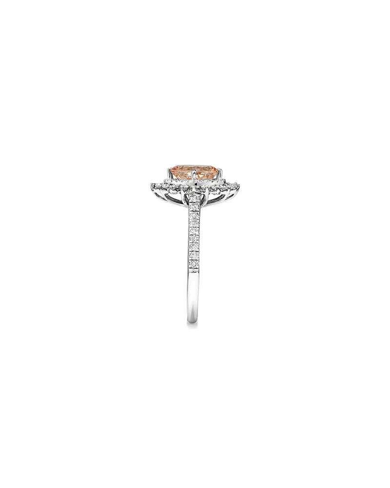 Morganite Lacy Halo Ring with .50TW of Diamonds in 10kt White Gold