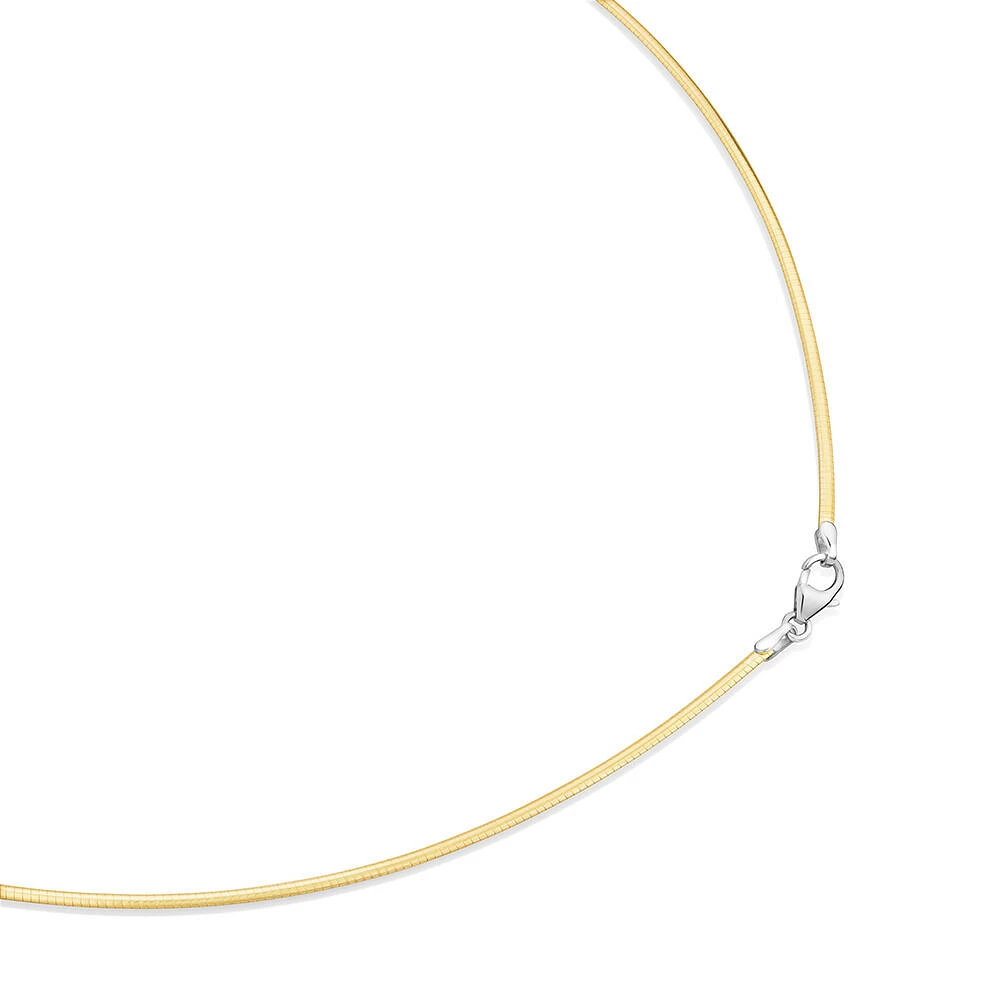 45cm (18") Solid Reversible Omega Chain in 10kt Yellow & White Gold