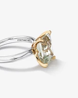 Ring with Green Amethyst in Sterling Silver & 10kt Yellow Gold