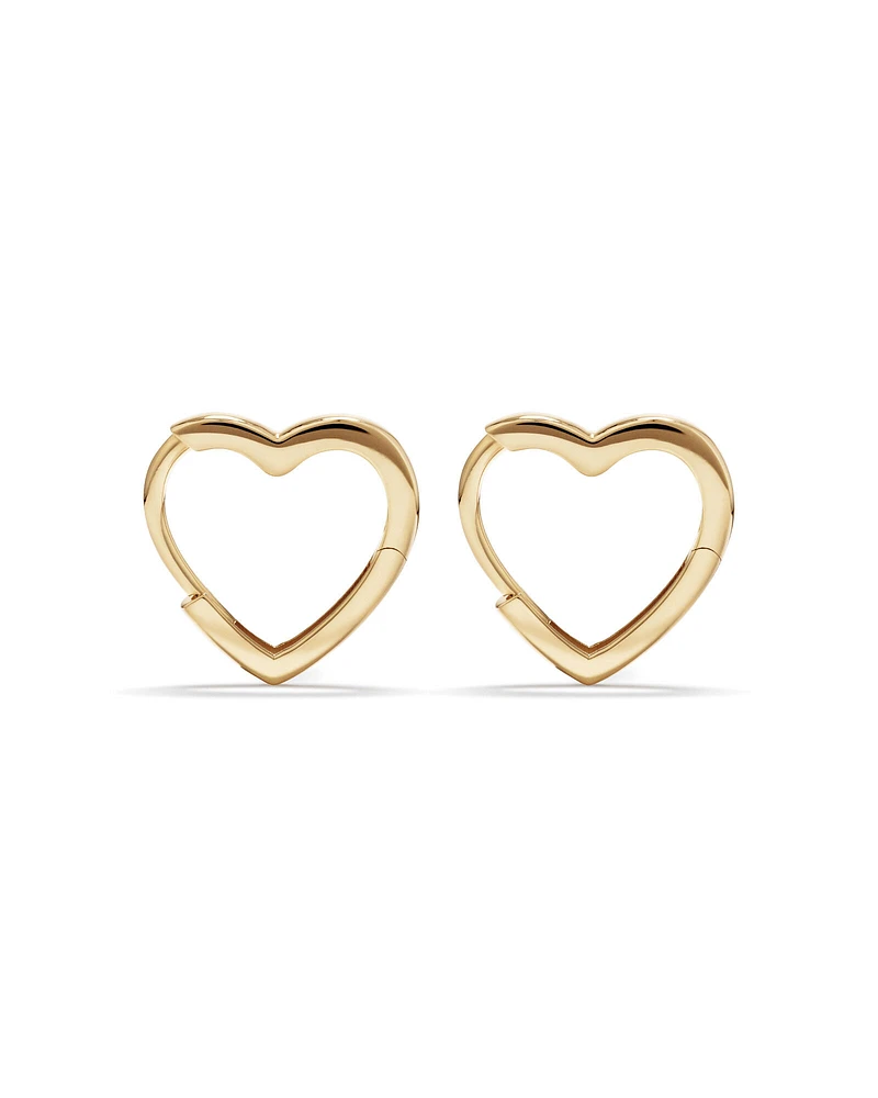 11mm Heart Shape Huggie Earrings in 10kt Yellow Gold