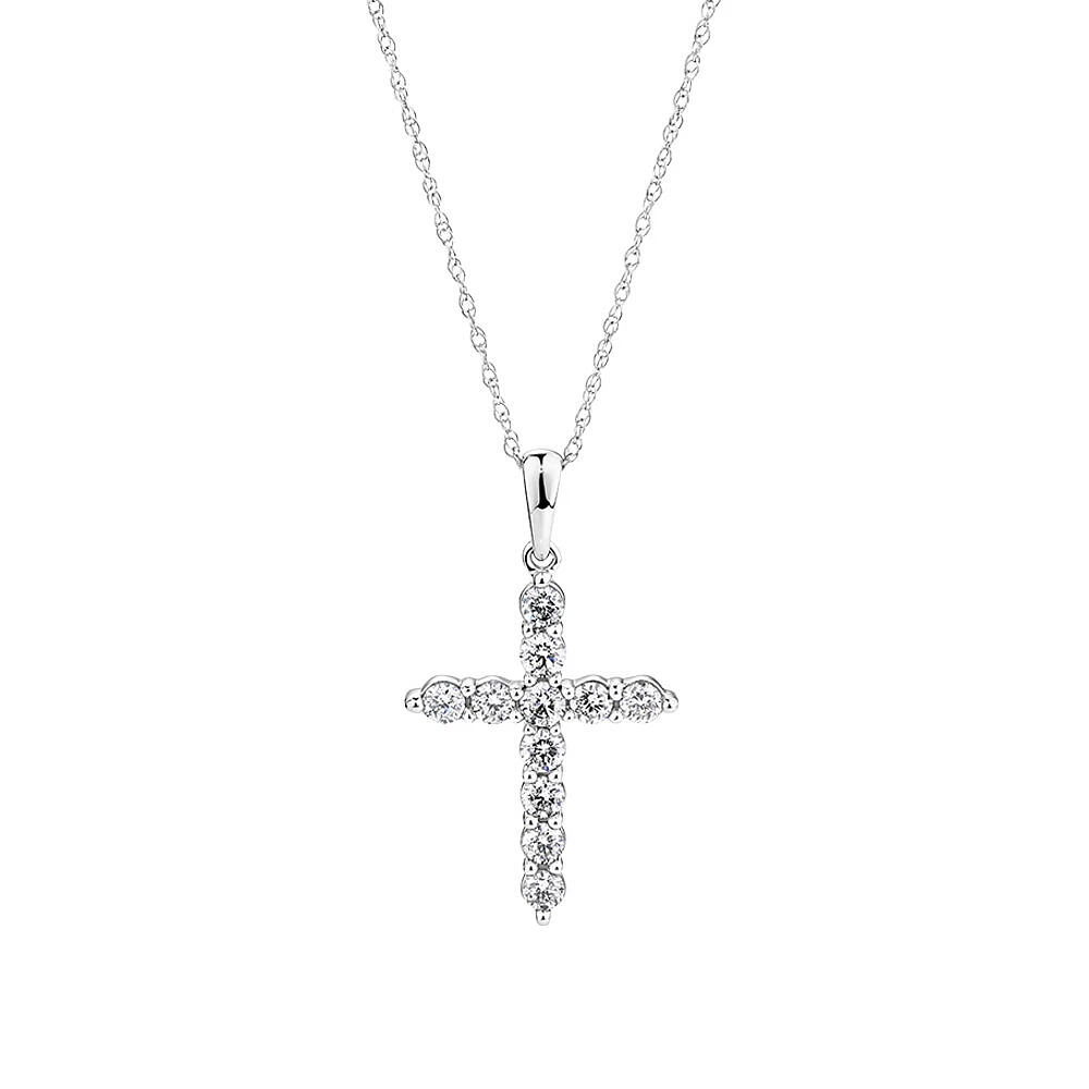 Cross Pendant with 0.50 Carat TW of Diamonds in 10kt White Gold