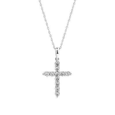 Cross Pendant with 0.50 Carat TW of Diamonds in 10kt White Gold