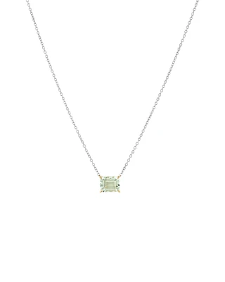 Necklace with Green Amethyst in Sterling Silver & 10kt Yellow Gold