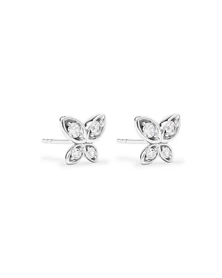 Cubic Zirconia Butterfly Stud Earrings in Sterling Silver