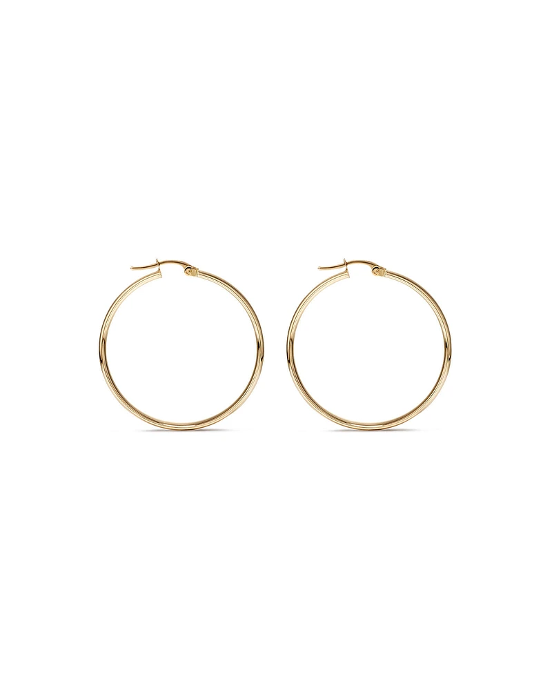 30mm Rounded Flat Hoop Earrings in 10kt Yellow Gold