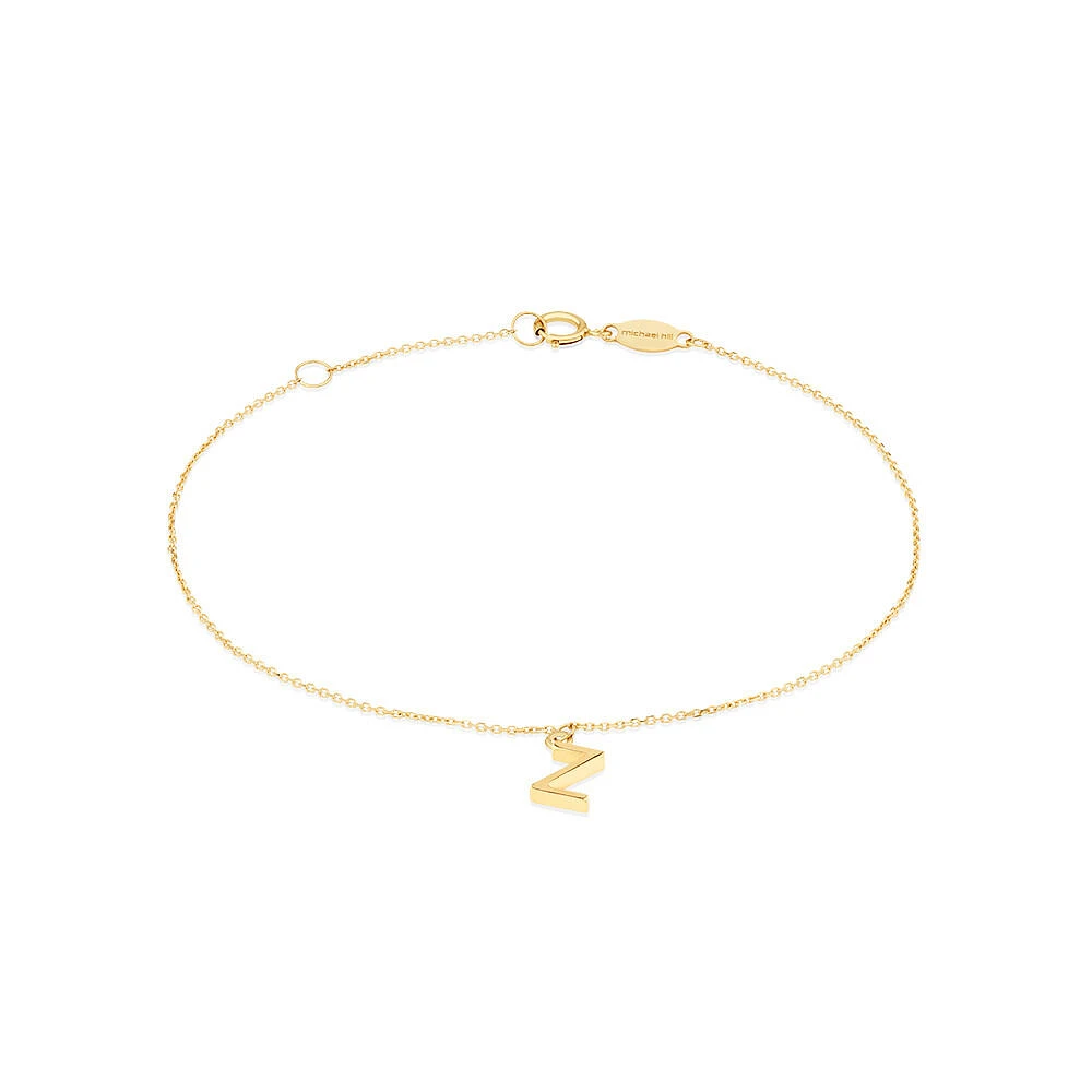 19cm (7.5") C Initial Bracelet in 10kt Yellow Gold