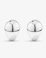 Polished Half Hoop Dome Stud Earrings in Sterling Silver