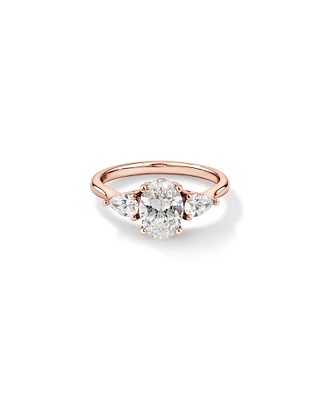 1.65 Carat TW Three Stone Oval and Pear Shaped Laboratory-Grown Diamond Engagement Ring in 14kt White Gold