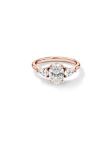 1.65 Carat TW Three Stone Oval and Pear Shaped Laboratory-Grown Diamond Engagement Ring in 14kt White Gold