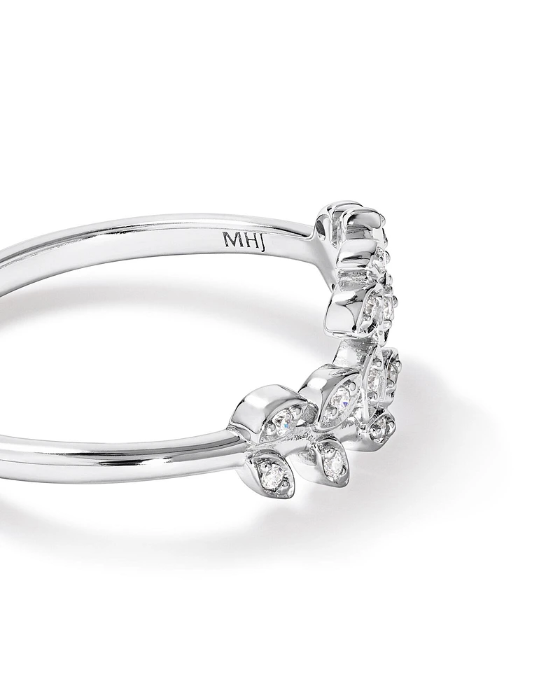 Cubic Zirconia Open Bypass Vine Ring in Sterling Silver