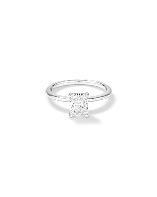 Bague De Fiançailles Solitaire En Diamant De Laboratoire Taille Radiante De 1,25 Carat Poids Total En Or Blanc 14 Carats