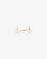 Stud Earrings with 4mm Round Cultured Freshwater Pearl in 10kt Yellow Gold