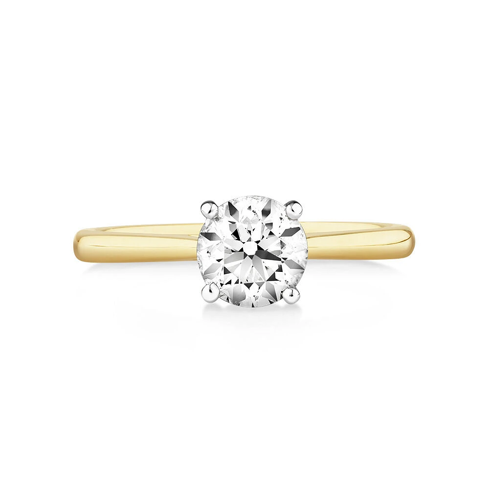 Evermore Certified Solitaire Engagement Ring with 1 Carat TW Diamond in 14kt Yellow/White Gold