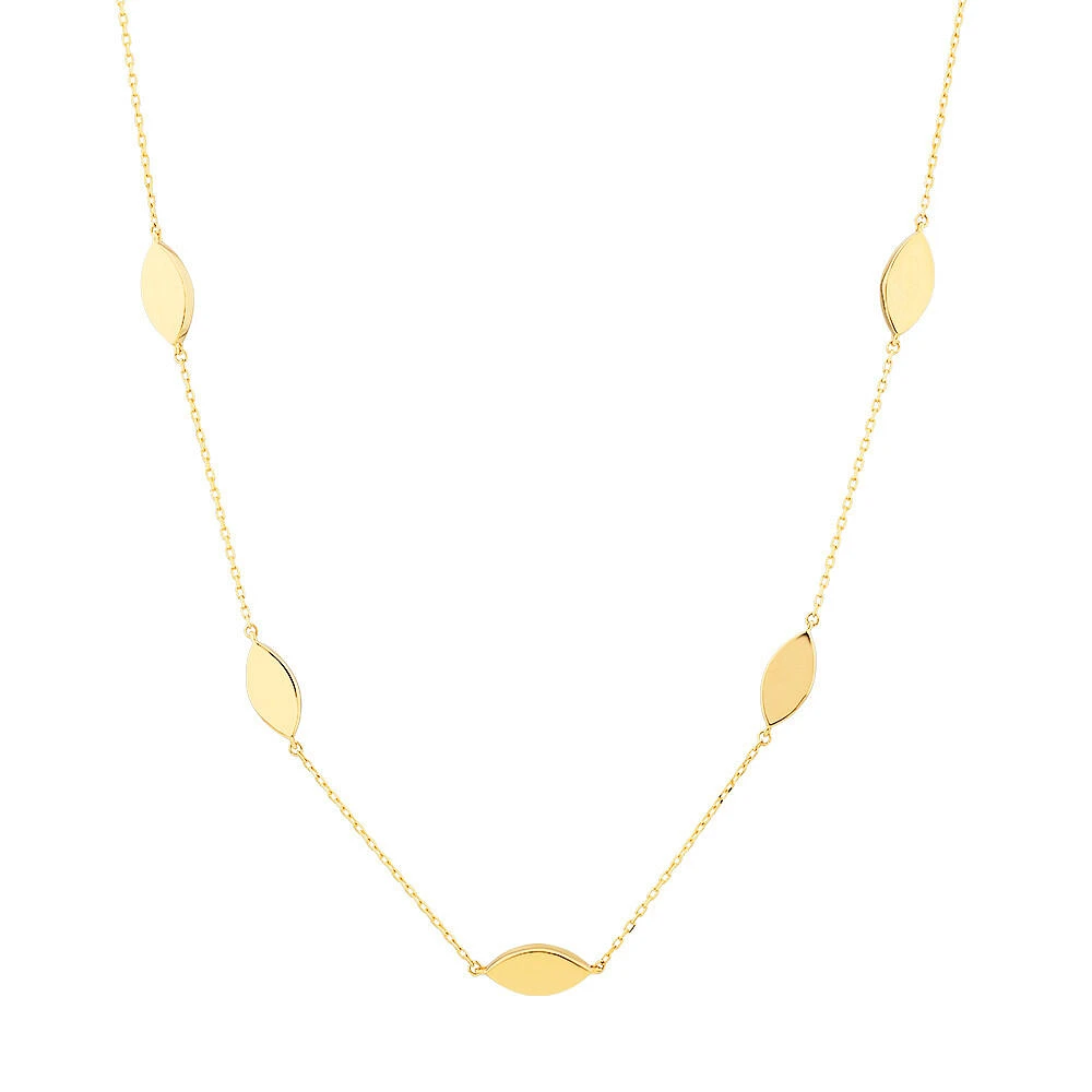 Collier à stations en forme de marquise en or jaune 10 carats