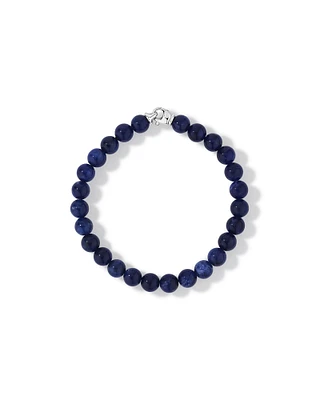 Blue Sodalite Gemstone Bead Bracelet in Sterling Silver