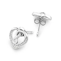 Boucles d'oreilles cœur et infini en argent sterling avec diamants totalisant 0,12 ct