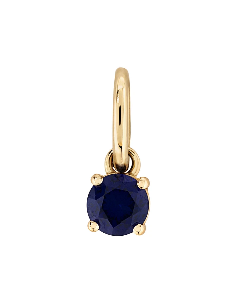 Pendentif en Or Jaune 10kt avec Saphir Bleu Créé en Forme Ronde