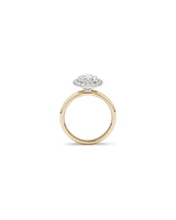 Bague De Fiançailles Halo En Diamant De Laboratoire Taille Ovale De 2,34 Carats Poids Total En Or Jaune Et Blanc 14 Carats