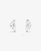 Graduated Triple Half Hoop Stud Earrings Sterling Silver