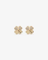 Cubic Zirconia Four Leaf Clover Stud Earrings in 10kt Yellow Gold