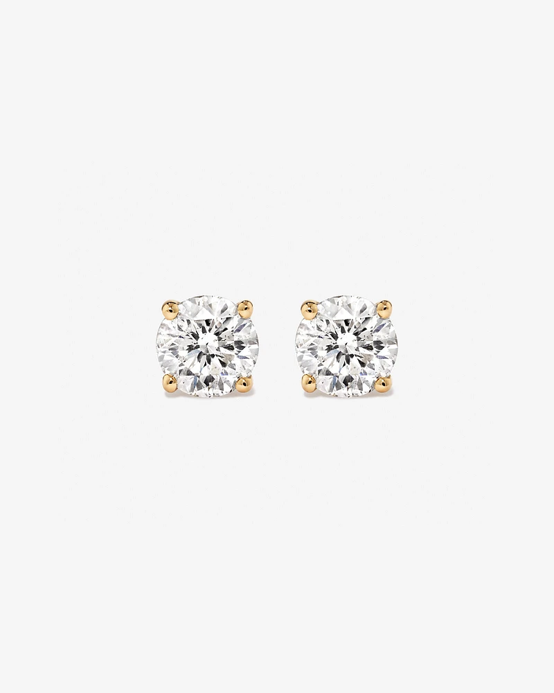 0,50 Carat TW Boucles d'oreilles puces solitaires en or blanc 18kt