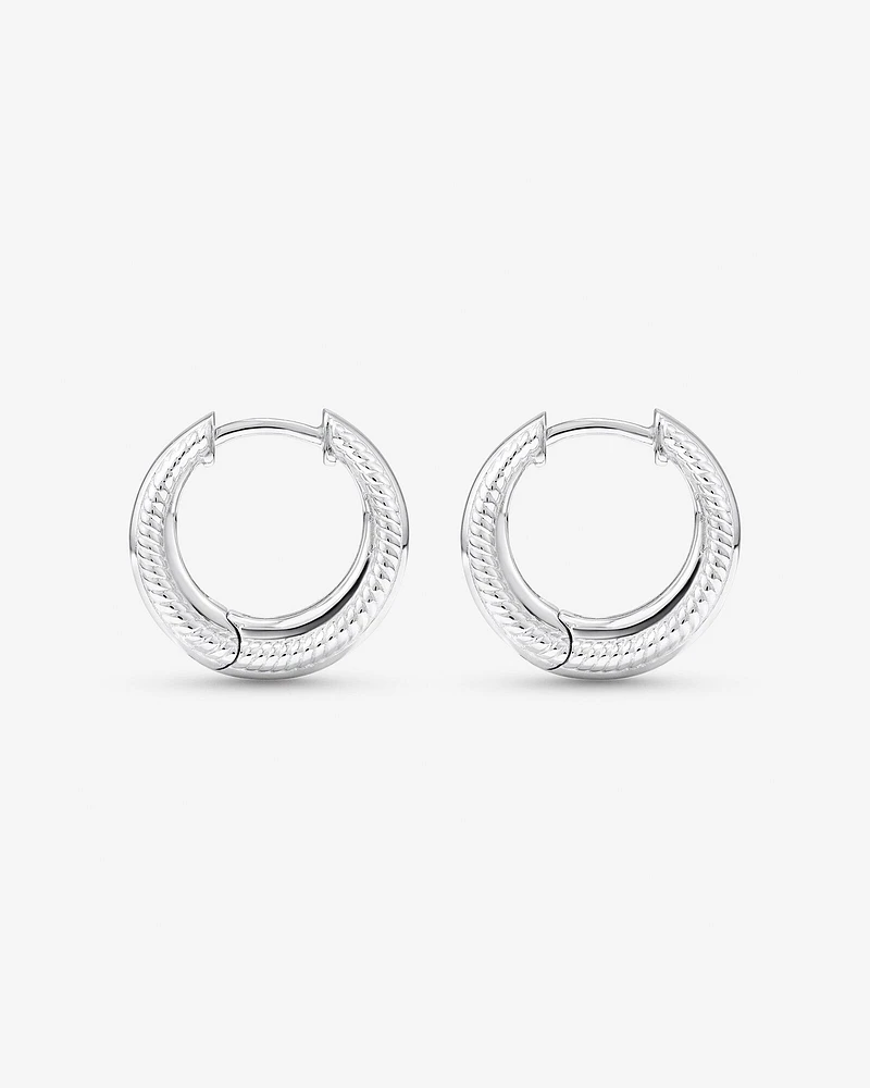 Textured Tapered Dome Huggie Earrings in Sterling Silver