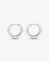 Textured Tapered Dome Huggie Earrings in Sterling Silver