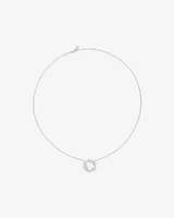 Cubic Zirconia Vine Circle Pendant Necklace in Sterling Silver