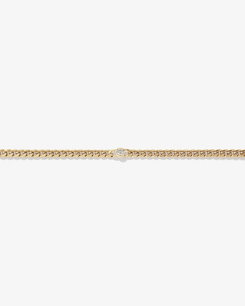 Diamond Accent Curb Chain Bracelet in 10kt Yellow Gold