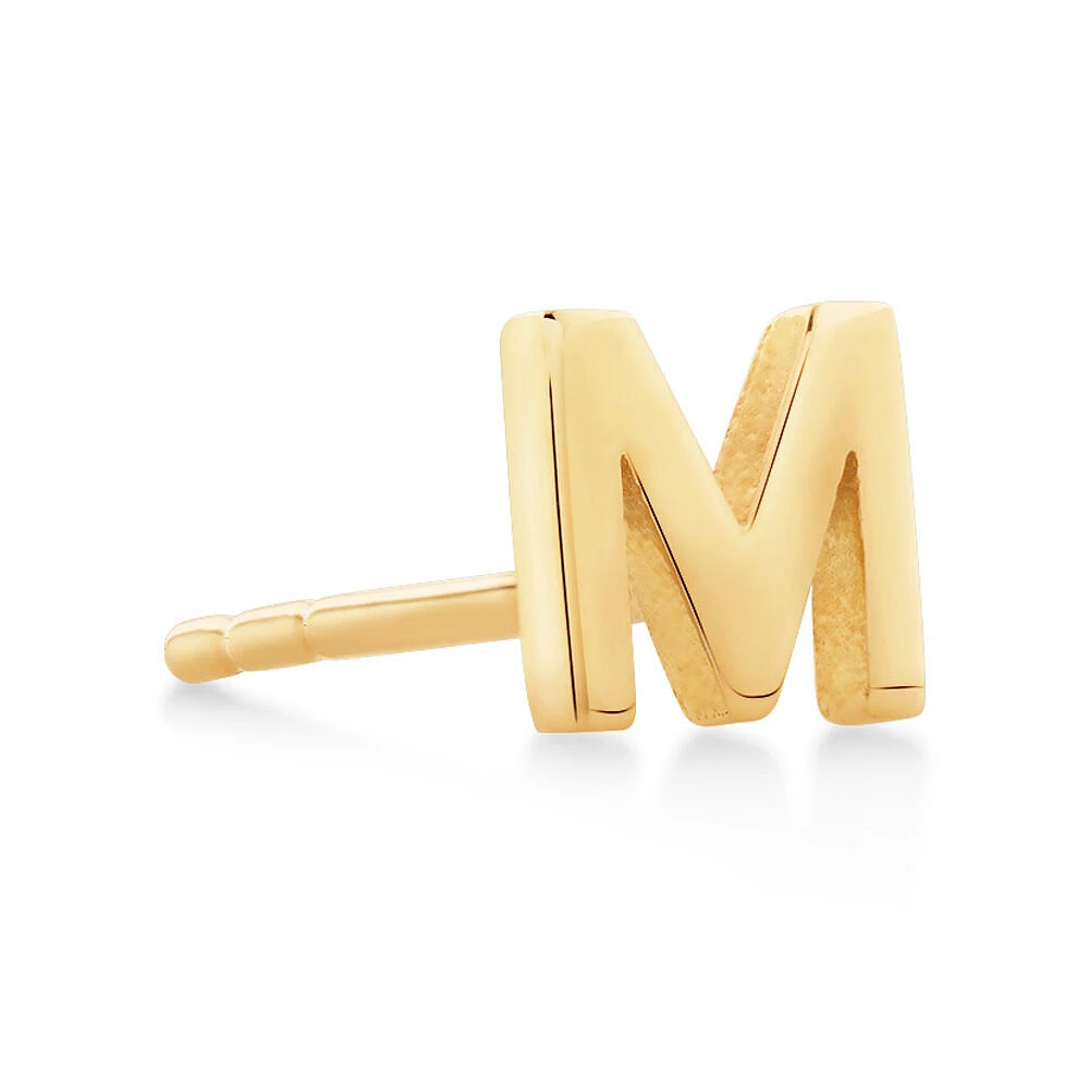 G Initial Single Stud Earring in 10kt Yellow Gold