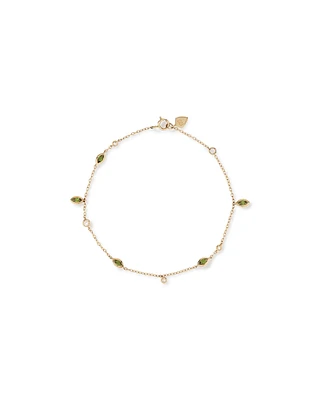 Serendipity Bracelet with Green Tourmaline in 10kt Yellow Gold