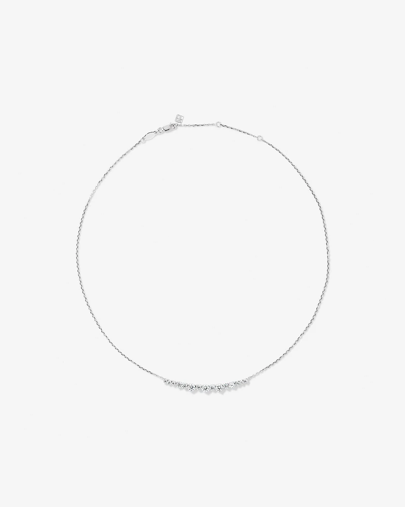 Graduated Round Cubic Zirconia Necklace in Sterling Silver