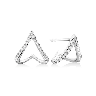 Chevron Stud Earrings with 0.17 Carat TW of Diamonds in Sterling Silver