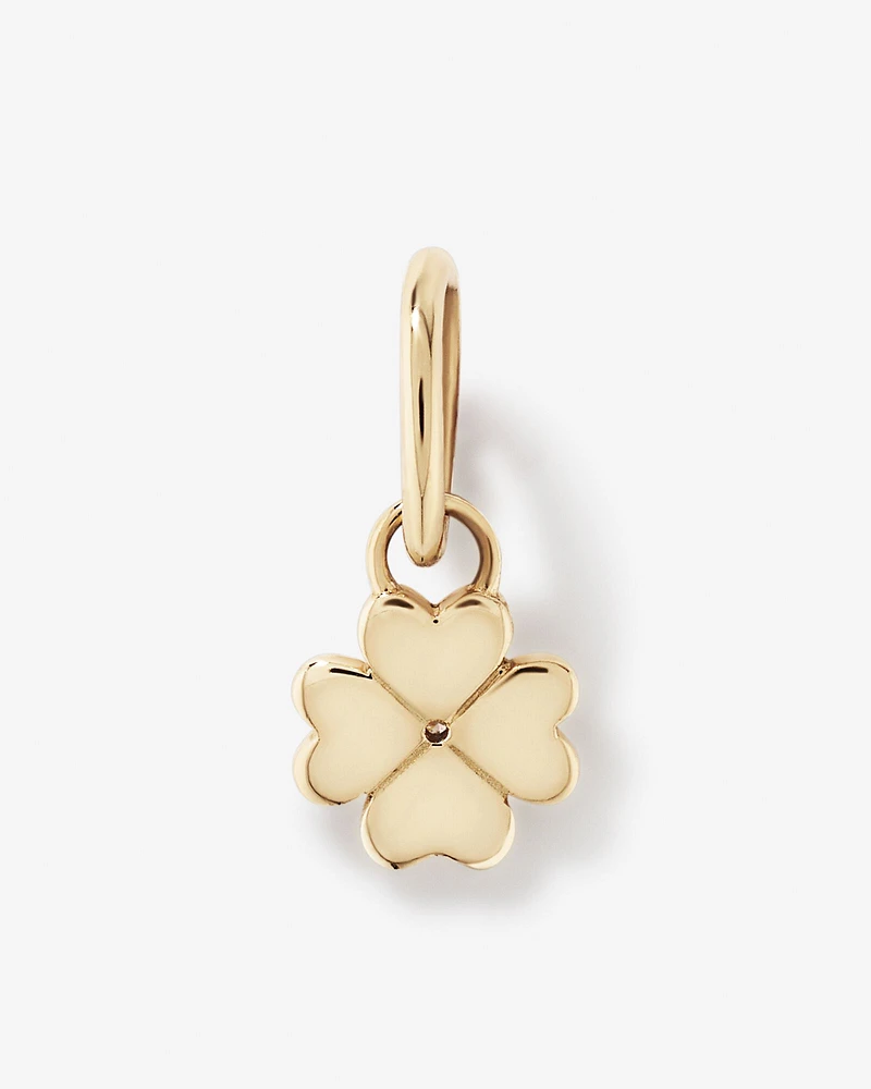 Diamond Accent Four Leaf Clover Pendant in 10kt Yellow Gold