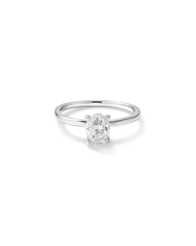 Bague de fiançailles à solitaire en or blanc 14 K avec diamants totalisant 1 ct