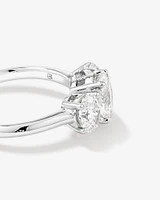 2 Carat Three Stone Oval Laboratory-Grown Diamond Engagement Ring In 14kt White Gold