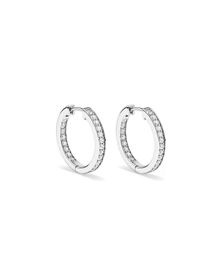 20mm Cubic Zirconia Huggie Hoop Earrings in Sterling Silver