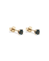 Round London Blue Topaz Birthstone Stud Earrings in 10kt Yellow Gold