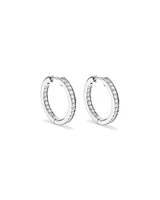 20mm Cubic Zirconia Huggie Hoop Earrings in Sterling Silver