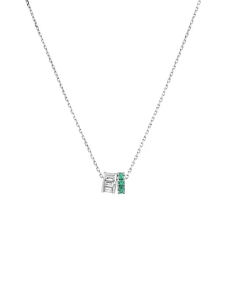 Emerald & Diamond Rondell Pendant with 0.21 Carat TW in 10kt White Gold