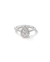 0.79 Carat TW Pear Shaped Cluster Diamond Halo Engagement Ring in 14kt White Gold