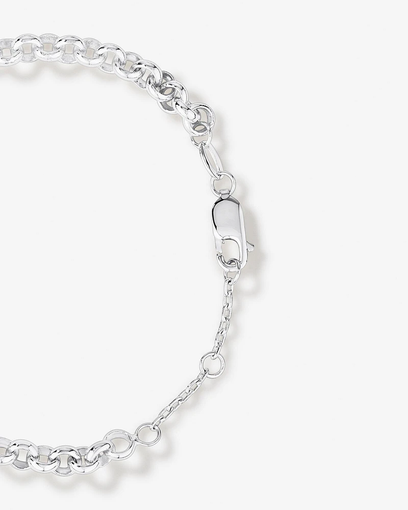 Heart Charm Belcher Bracelet in Sterling Silver