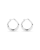 Boucles D'Oreilles Créoles Bombées Graduées En Argent Sterling