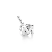 E Initial Single Stud Earring in Sterling Silver