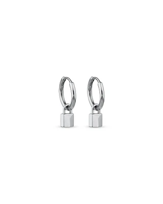 Signature Lock Hoop Huggie Earrings in Sterling Silver