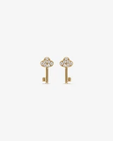 Cubic Zirconia Key Stuf Earrings in 10kt Yellow Gold