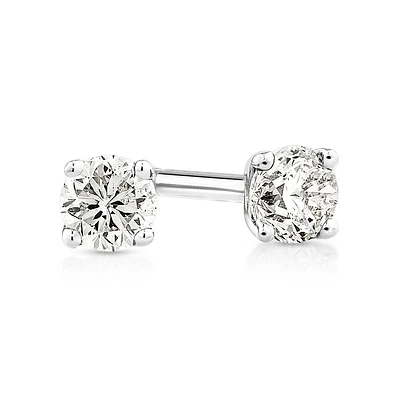 0,15 Carat TW Boucles d'oreilles puces solitaires en or blanc 10kt