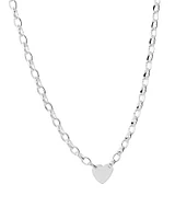 Heart Disc Oval Belcher Necklace in Sterling Silver